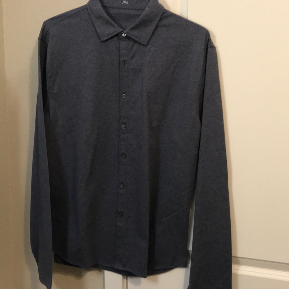 Blue/gray cotton shirt, looks like a dress shirt